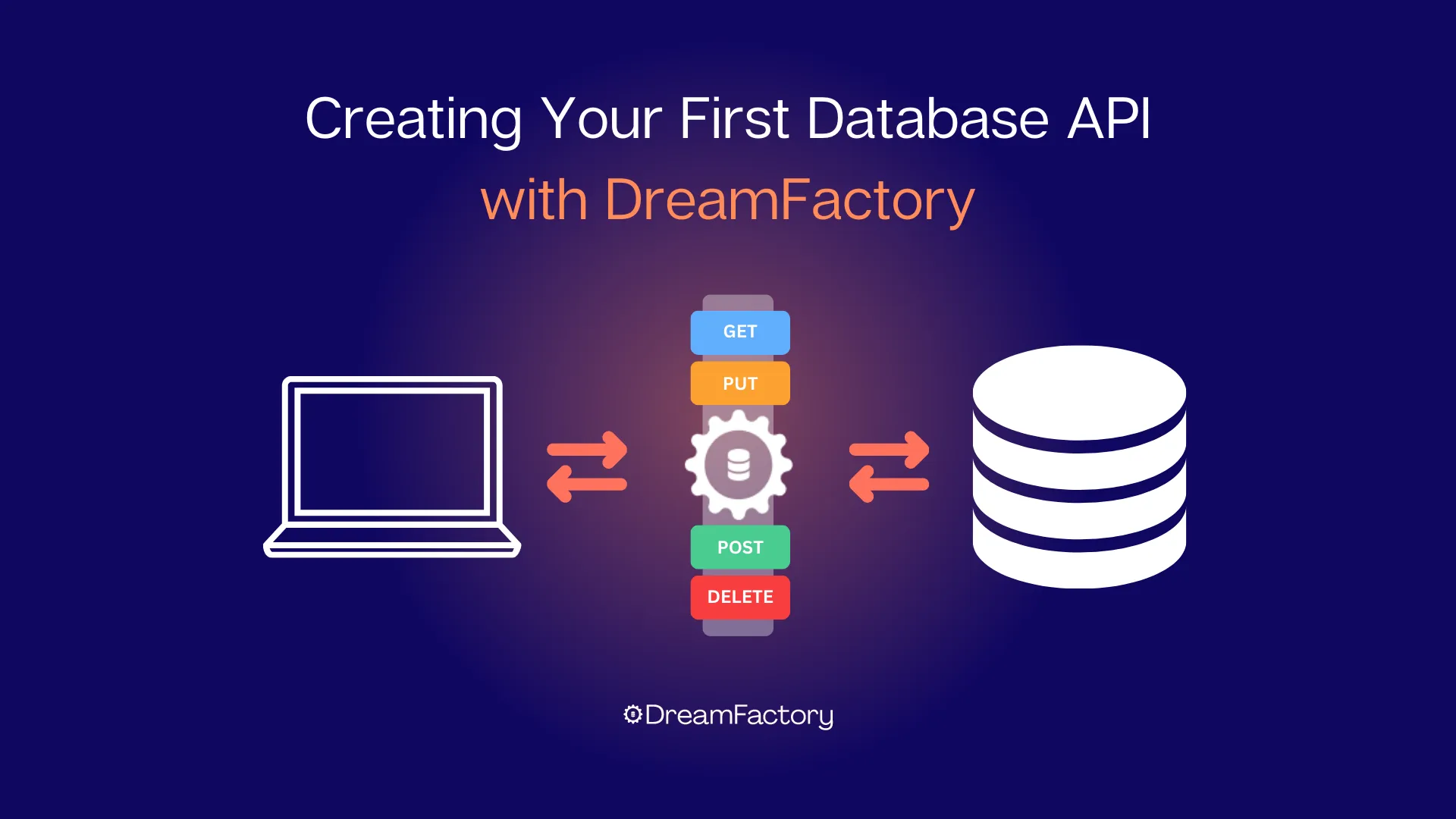 a laptop and a stack of data with the words creating your first database app